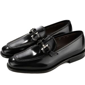 Salvatore Ferragamo Glossy Black Loafers Size 8 Men. Great